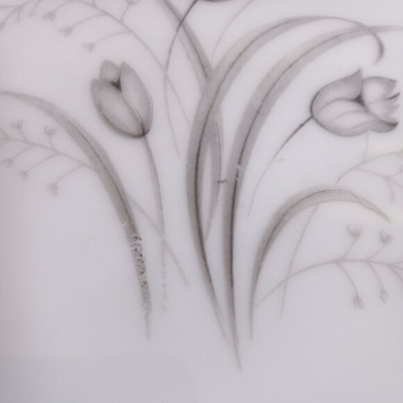 Creative Fine China Royal Elegance Luncheon Plate – 9" Gray Floral Silver Trim - Picture 3 of 9